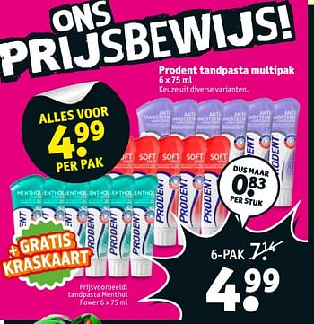 Aanbiedingen Prodent tandpasta multipak - Prodent - Geldig van 04/07/2017 tot 09/07/2017 bij Kruidvat