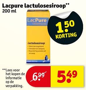 Aanbiedingen Lacpure lactulosesiroop - Lacpure  - Geldig van 04/07/2017 tot 09/07/2017 bij Kruidvat