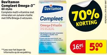 Aanbiedingen Davitamon compleet omega-3 - Davitamon - Geldig van 04/07/2017 tot 09/07/2017 bij Kruidvat