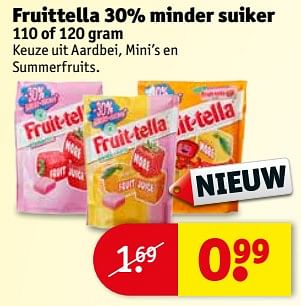 Aanbiedingen Fruittella 30% minder suiker - Fruittella - Geldig van 04/07/2017 tot 09/07/2017 bij Kruidvat
