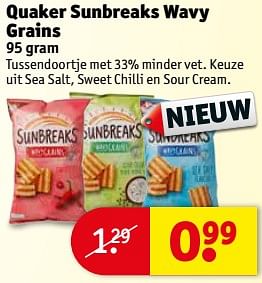 Aanbiedingen Quaker sunbreaks wavy grains - Quaker - Geldig van 04/07/2017 tot 09/07/2017 bij Kruidvat