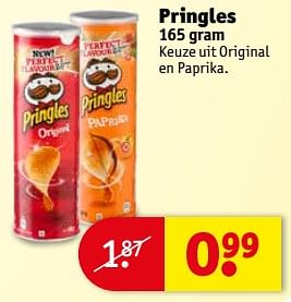 Aanbiedingen Pringles original en paprika - Pringles - Geldig van 04/07/2017 tot 09/07/2017 bij Kruidvat