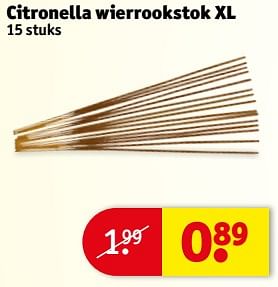 Aanbiedingen Citronella wierrookstok xl - Huismerk - Kruidvat - Geldig van 04/07/2017 tot 09/07/2017 bij Kruidvat