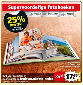 Aanbiedingen Fotoboek large hardcover normaal papier - Huismerk - Kruidvat - Geldig van 04/07/2017 tot 09/07/2017 bij Kruidvat