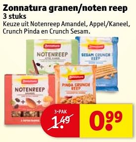 Aanbiedingen Zonnatura granen-noten reep - Zonnatura - Geldig van 04/07/2017 tot 09/07/2017 bij Kruidvat