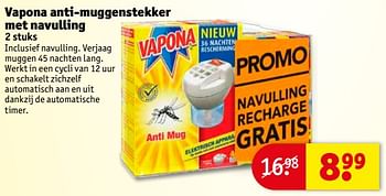 Aanbiedingen Vapona anti-muggenstekker met navulling - Vapona - Geldig van 04/07/2017 tot 09/07/2017 bij Kruidvat