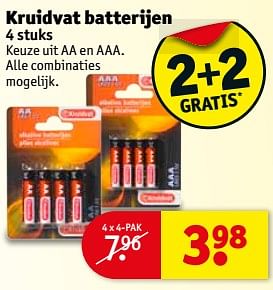 Aanbiedingen Kruidvat batterijen - Huismerk - Kruidvat - Geldig van 04/07/2017 tot 09/07/2017 bij Kruidvat