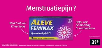 Aanbiedingen Aleve feminax menstruatiepijn 275 - Aleve - Geldig van 04/07/2017 tot 16/07/2017 bij Trekpleister