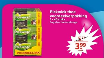 Aanbiedingen Pickwick thee voordeelverpakking - Pickwick - Geldig van 04/07/2017 tot 16/07/2017 bij Trekpleister