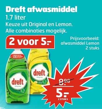 Aanbiedingen Dreft afwasmiddel lemon - Dreft - Geldig van 04/07/2017 tot 16/07/2017 bij Trekpleister