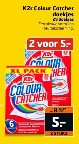 Aanbiedingen K2r colour catcher doekjes - K2R - Geldig van 04/07/2017 tot 16/07/2017 bij Trekpleister