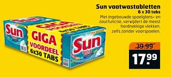 Aanbiedingen Sun vaatwastabletten - Sun - Geldig van 04/07/2017 tot 16/07/2017 bij Trekpleister