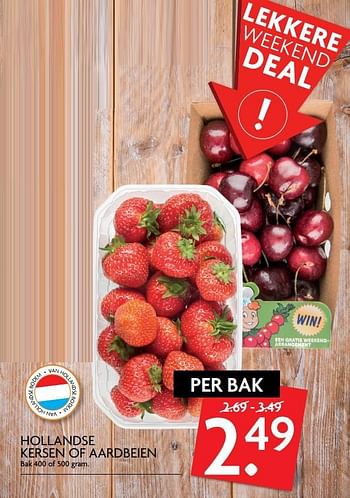Aanbiedingen Hollandse kersen of aardbeien - Huismerk - Deka Markt - Geldig van 06/07/2017 tot 09/07/2017 bij Deka Markt