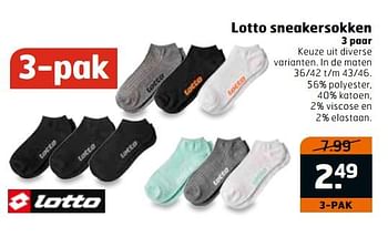 Aanbiedingen Lotto sneakersokken - Lotto - Geldig van 04/07/2017 tot 16/07/2017 bij Trekpleister