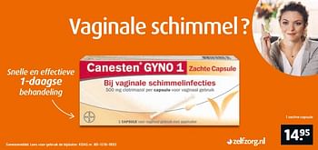 Aanbiedingen Canesten gyno 1 vaginale schimmelinfecties - Canesten - Geldig van 04/07/2017 tot 16/07/2017 bij Trekpleister