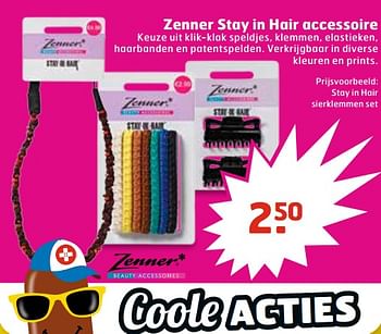 Aanbiedingen Zenner stay in hair accessoire - zenner - Geldig van 04/07/2017 tot 16/07/2017 bij Trekpleister