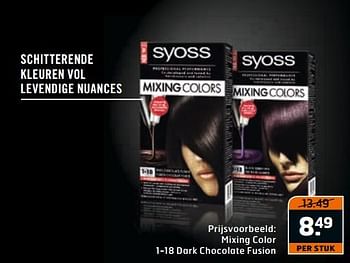 Aanbiedingen Mixing color 1-18 dark chocolate fusion - Syoss - Geldig van 04/07/2017 tot 16/07/2017 bij Trekpleister