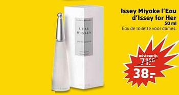 Aanbiedingen Issey miyake l`eau d`issey for her - Issey Miyake - Geldig van 04/07/2017 tot 16/07/2017 bij Trekpleister