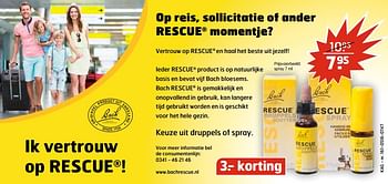 Aanbiedingen Rescue spray - Bach Rescue - Geldig van 04/07/2017 tot 16/07/2017 bij Trekpleister