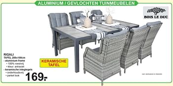 Aanbiedingen Aluminium gevlochten tuinmeubelen venin` rigali tafel - Bois le Duc - Geldig van 03/07/2017 tot 22/07/2017 bij Van Cranenbroek