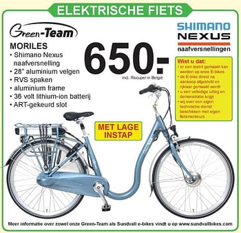 Aanbiedingen Elektrische fiets moriles - Green-Team - Geldig van 03/07/2017 tot 22/07/2017 bij Van Cranenbroek