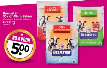 Aanbiedingen Beemster 30+ of 48+ plakken - Beemster - Geldig van 02/07/2017 tot 08/07/2017 bij Em-té