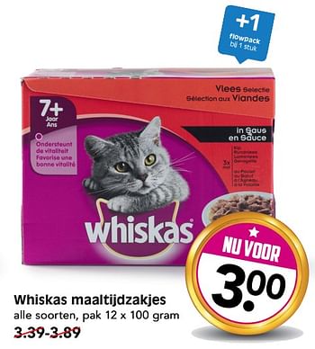 Aanbiedingen Whiskas maaltijdzakjes - Whiskas - Geldig van 02/07/2017 tot 08/07/2017 bij Em-té