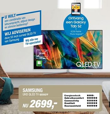 Aanbiedingen Samsung uhd qled tv qe55q7f - Samsung - Geldig van 04/07/2017 tot 09/07/2017 bij Electro World