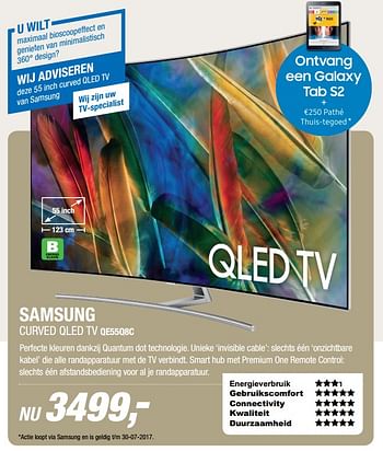 Aanbiedingen Samsung curved qled tv qe55q8c - Samsung - Geldig van 04/07/2017 tot 09/07/2017 bij Electro World