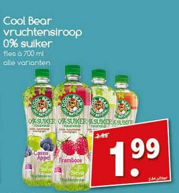 Aanbiedingen Cool bear vruchtensiroop 0% sulker - Huismerk - Agrimarkt - Geldig van 04/07/2017 tot 09/07/2017 bij Agrimarkt