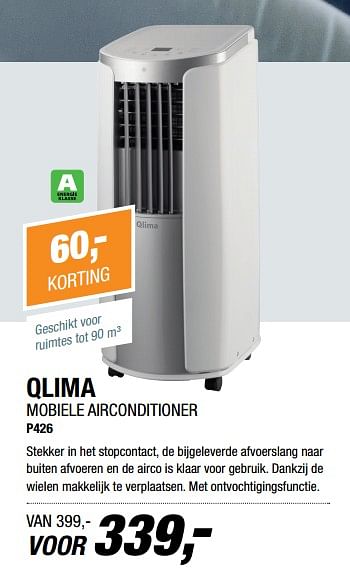 Aanbiedingen Qlima mobiele airconditioner p426 - Qlima  - Geldig van 04/07/2017 tot 09/07/2017 bij Electro World