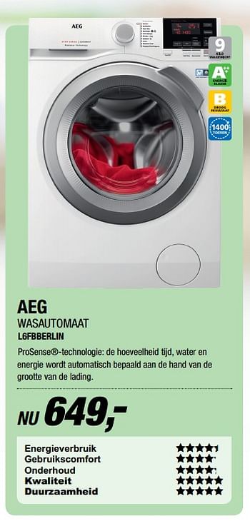 Aanbiedingen Aeg wasautomaat l6fbberlin - AEG - Geldig van 04/07/2017 tot 09/07/2017 bij Electro World