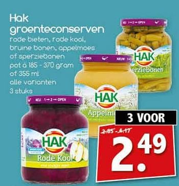 Aanbiedingen Hak groenteconserven - Hak - Geldig van 04/07/2017 tot 09/07/2017 bij Agrimarkt