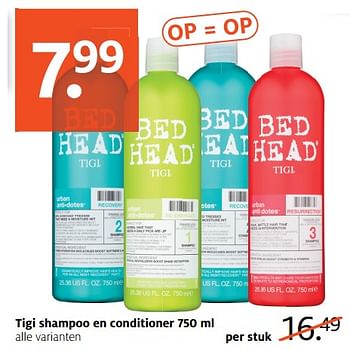 Aanbiedingen Tigi shampoo en conditioner - Huismerk - Etos - Geldig van 03/07/2017 tot 16/07/2017 bij Etos
