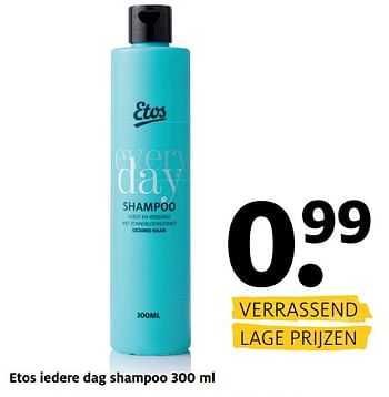 Aanbiedingen Etos iedere dag shampoo - Huismerk - Etos - Geldig van 03/07/2017 tot 16/07/2017 bij Etos