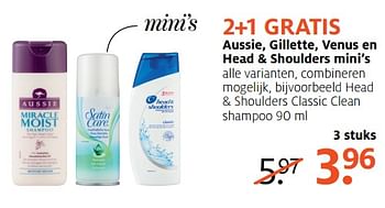 Aanbiedingen Aussie, gillette, venus en head + shoulders mini`s - Huismerk - Etos - Geldig van 03/07/2017 tot 16/07/2017 bij Etos