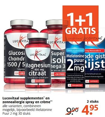 Aanbiedingen Lucovitaal supplementen en zonneallergie spray en crème - Lucovitaal - Geldig van 03/07/2017 tot 16/07/2017 bij Etos