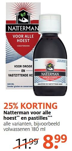 Aanbiedingen Natterman voor alle hoest en pastilles - Natterman - Geldig van 03/07/2017 tot 16/07/2017 bij Etos