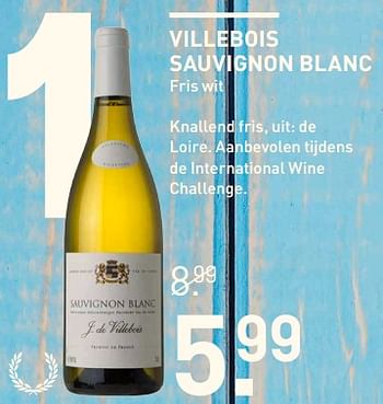 Aanbiedingen Villebois sauvignon blanc - Witte wijnen - Geldig van 04/07/2017 tot 16/07/2017 bij Gall & Gall