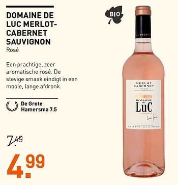 Aanbiedingen Domaine de luc merlot cabernet sauvignon - Rosé wijnen - Geldig van 04/07/2017 tot 16/07/2017 bij Gall & Gall