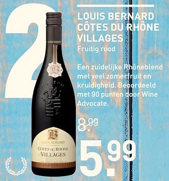 Aanbiedingen Louis bernard cotes du rhone villages - Rode wijnen - Geldig van 04/07/2017 tot 16/07/2017 bij Gall & Gall