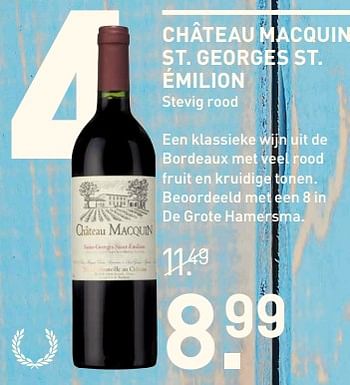 Aanbiedingen Château macquin st. georges st. émilion - Rode wijnen - Geldig van 04/07/2017 tot 16/07/2017 bij Gall & Gall