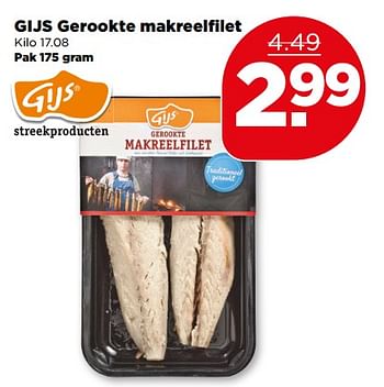 Aanbiedingen Gijs gerookte makreelfilet - Gijs - Geldig van 09/07/2017 tot 15/07/2017 bij Plus