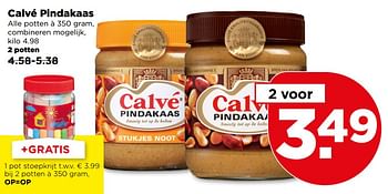 Aanbiedingen Calvé pindakaas - Calve - Geldig van 09/07/2017 tot 15/07/2017 bij Plus
