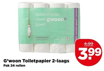 Aanbiedingen G`woon toiletpapier 2-laags - Gâ€™woon - Geldig van 09/07/2017 tot 15/07/2017 bij Plus