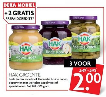 Aanbiedingen Hak groente - Hak - Geldig van 09/07/2017 tot 15/07/2017 bij Deka Markt