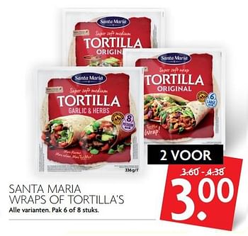 Aanbiedingen Santa maria wraps of tortilla`s - Santa Maria - Geldig van 09/07/2017 tot 15/07/2017 bij Deka Markt