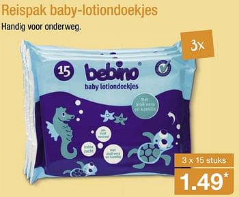 Aanbiedingen Reispak baby-lotiondoekjes - Bebino - Geldig van 09/07/2017 tot 15/07/2017 bij Aldi