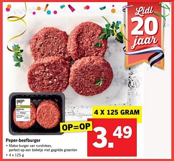 Aanbiedingen Peper-beefburger - Huismerk - Lidl - Geldig van 09/07/2017 tot 16/07/2017 bij Lidl