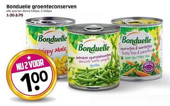 Aanbiedingen Bonduelle groenteconserven - Bonduelle - Geldig van 09/07/2017 tot 15/07/2017 bij Em-té